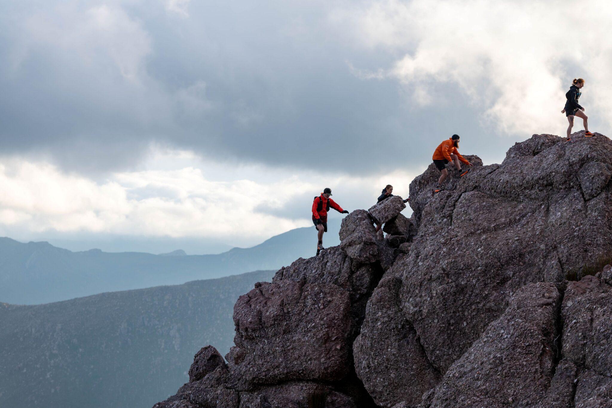 Skyrunner on exposed ridgeline in Australia